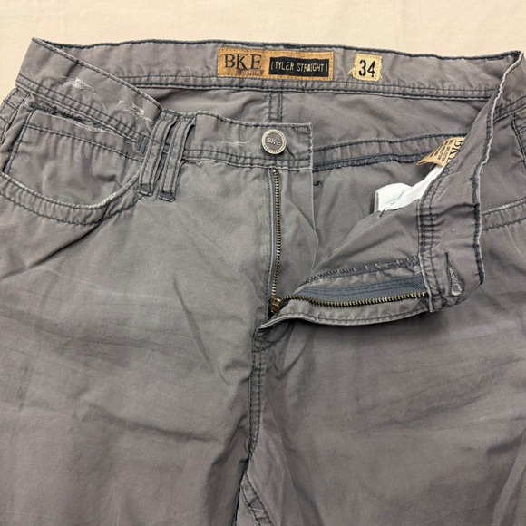 BKE Tyler Straight Leg Mens Gray 34x34 Cotton Button Zip Fly Pants Chinos - Picture 4 of 7